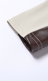 Diagonal sleeve leather bodysuit styleofcb 
