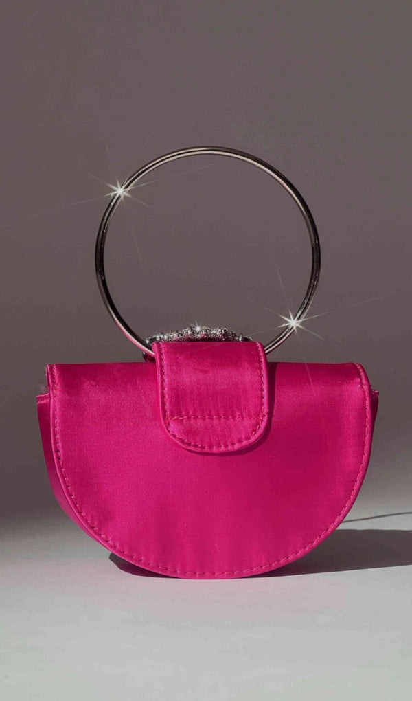 SATIN CRYSTAL CLUTCH IN HOT PINK Bags styleofcb 