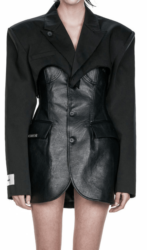 LEATHER JACKET SUIT IN BLACK