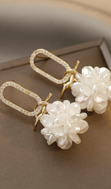 FLOWER MICRO-INLAID AND KNOTTED GEOMETRIC EARRINGS