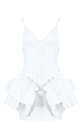 FRILLY BANDAGE MINI DRESS IN WHITE Dresses styleofcb XS WHITE 