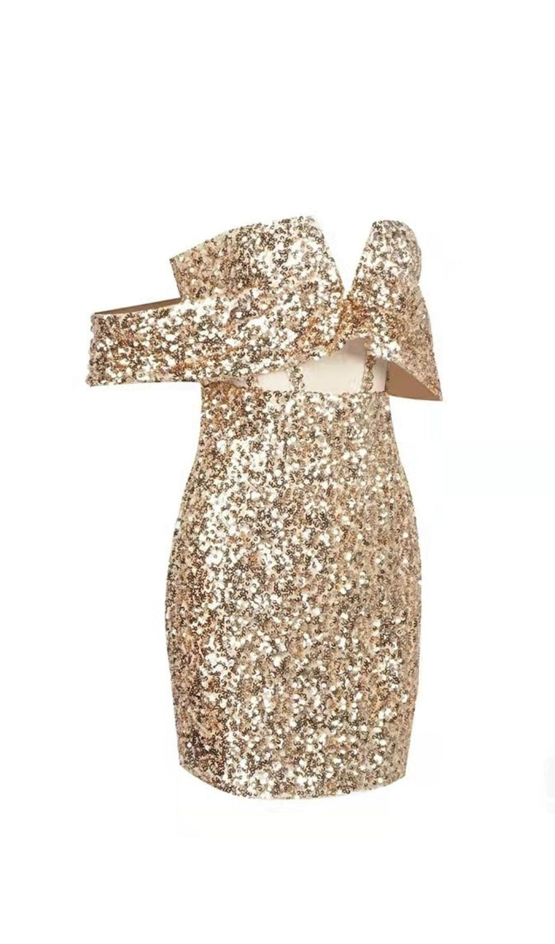 GOLD SEQUIN STRAPLESS MINI DRESS Dresses styleofcb 