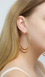 Geometric large circle double earrings