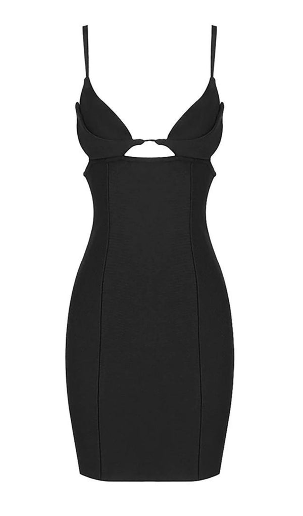 HOLLOW OUT MINI BANDAGE DRESS IN BIACK