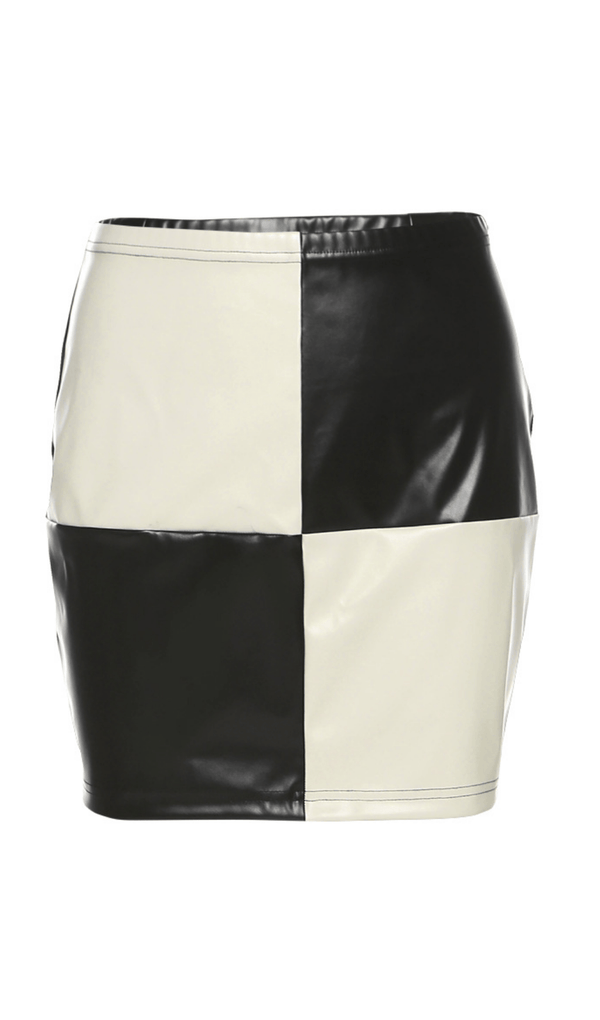 High waist contrast leather skirt styleofcb 