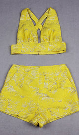 JACQUARD TWO PIECE SET IN YELLOW Clothing styleofcb 
