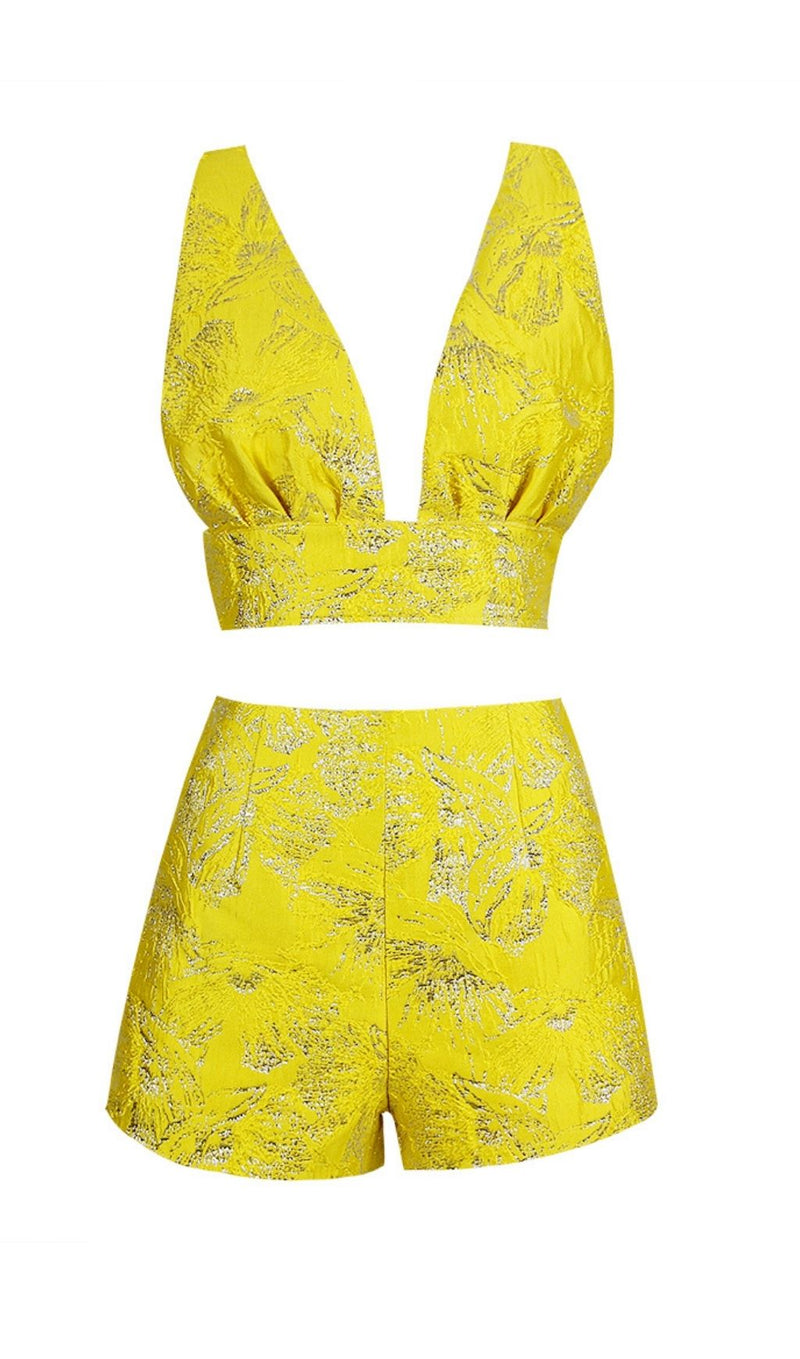 JACQUARD TWO PIECE SET IN YELLOW Clothing styleofcb XS YELLOW 