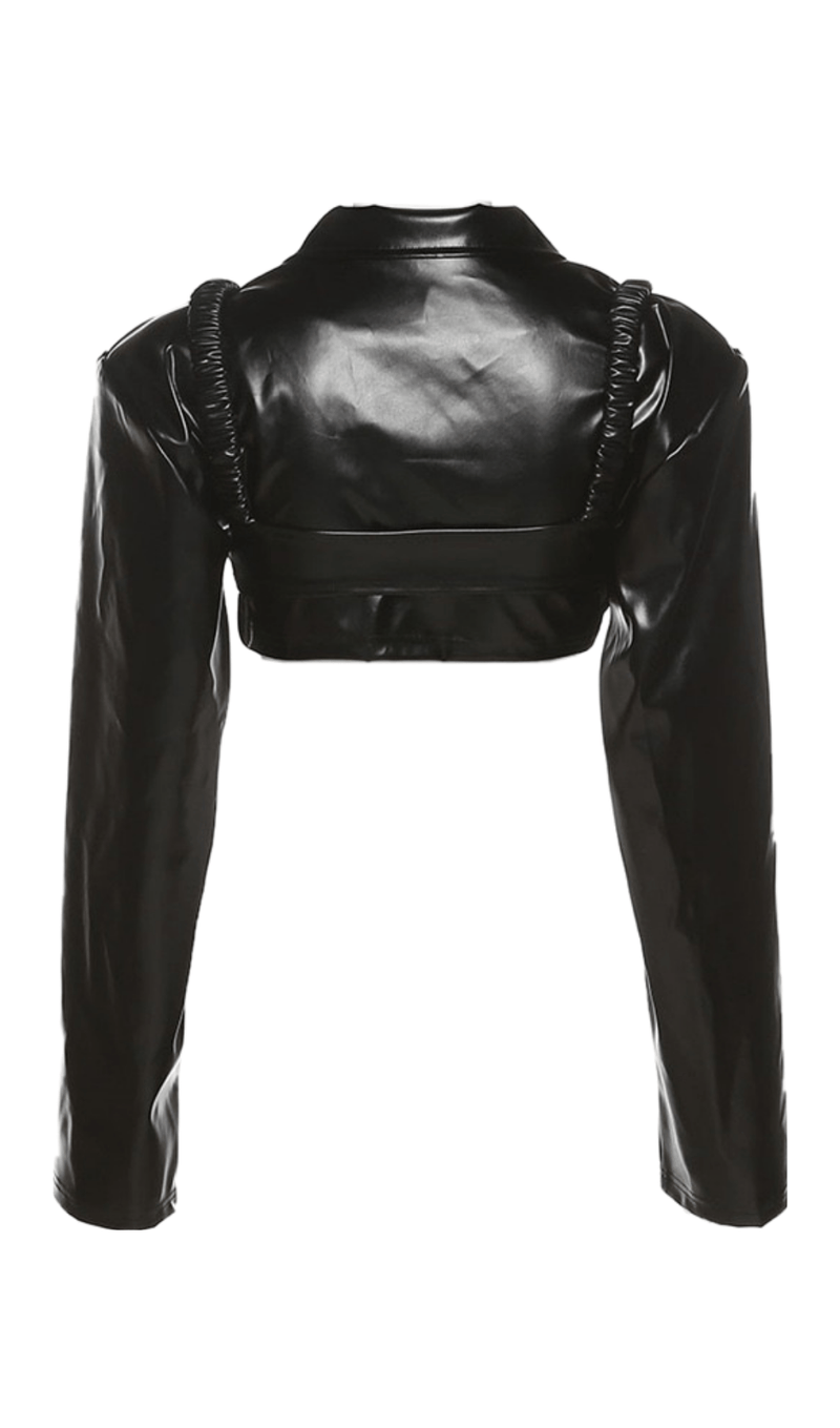 Lapel Navel Crop PU Leather Top Suit styleofcb 