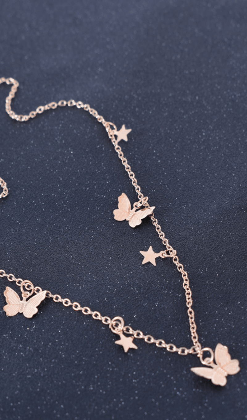 Metal Butterfly Tassel Pendant styleofcb GOLD Butterflies-Stars 