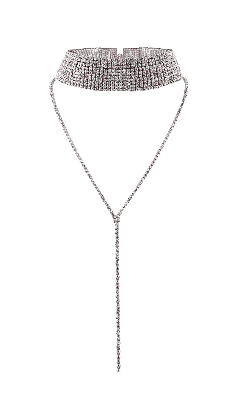 Multi-layer full diamond necklace.