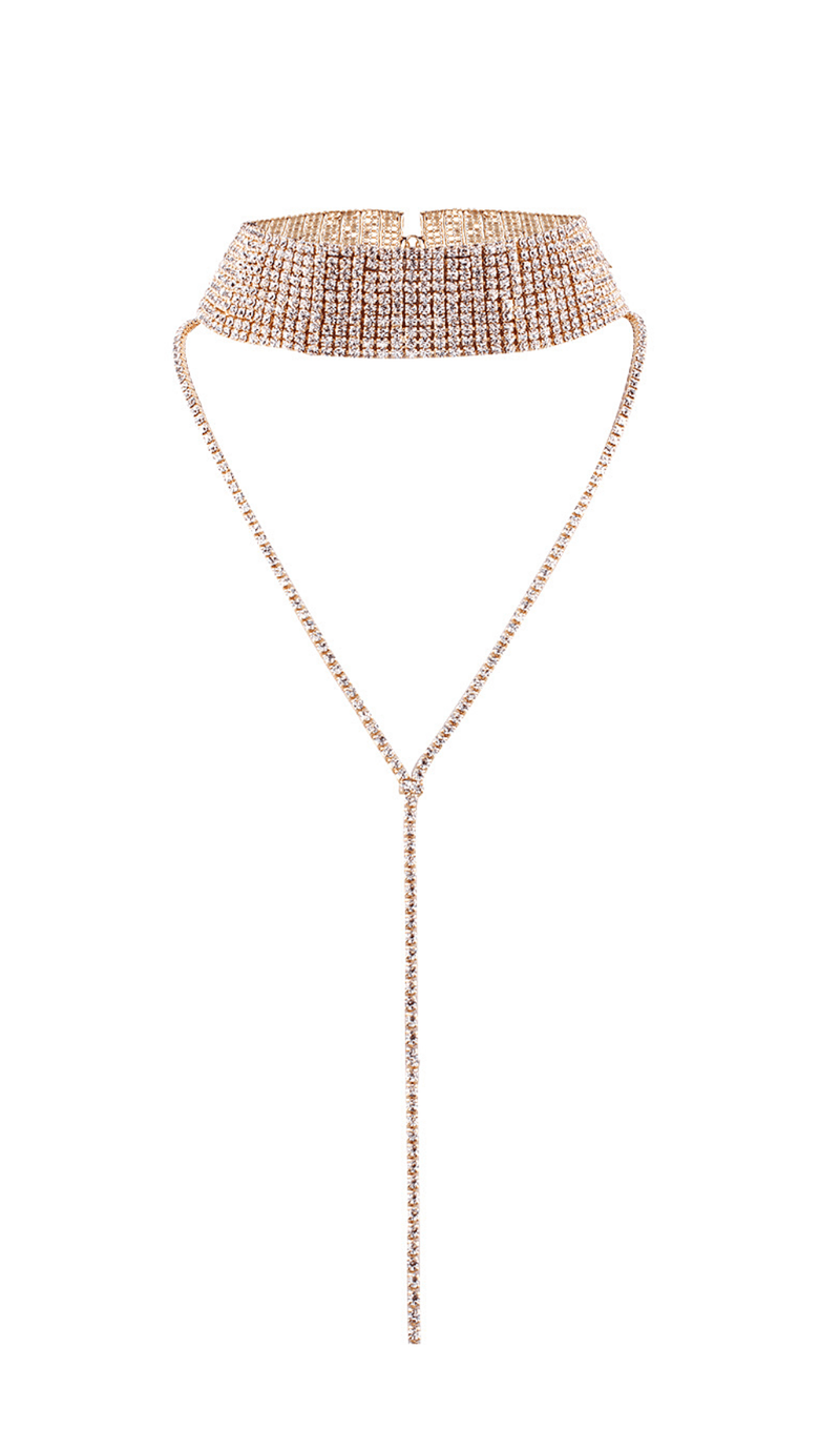 Multi-layer full diamond necklace.
