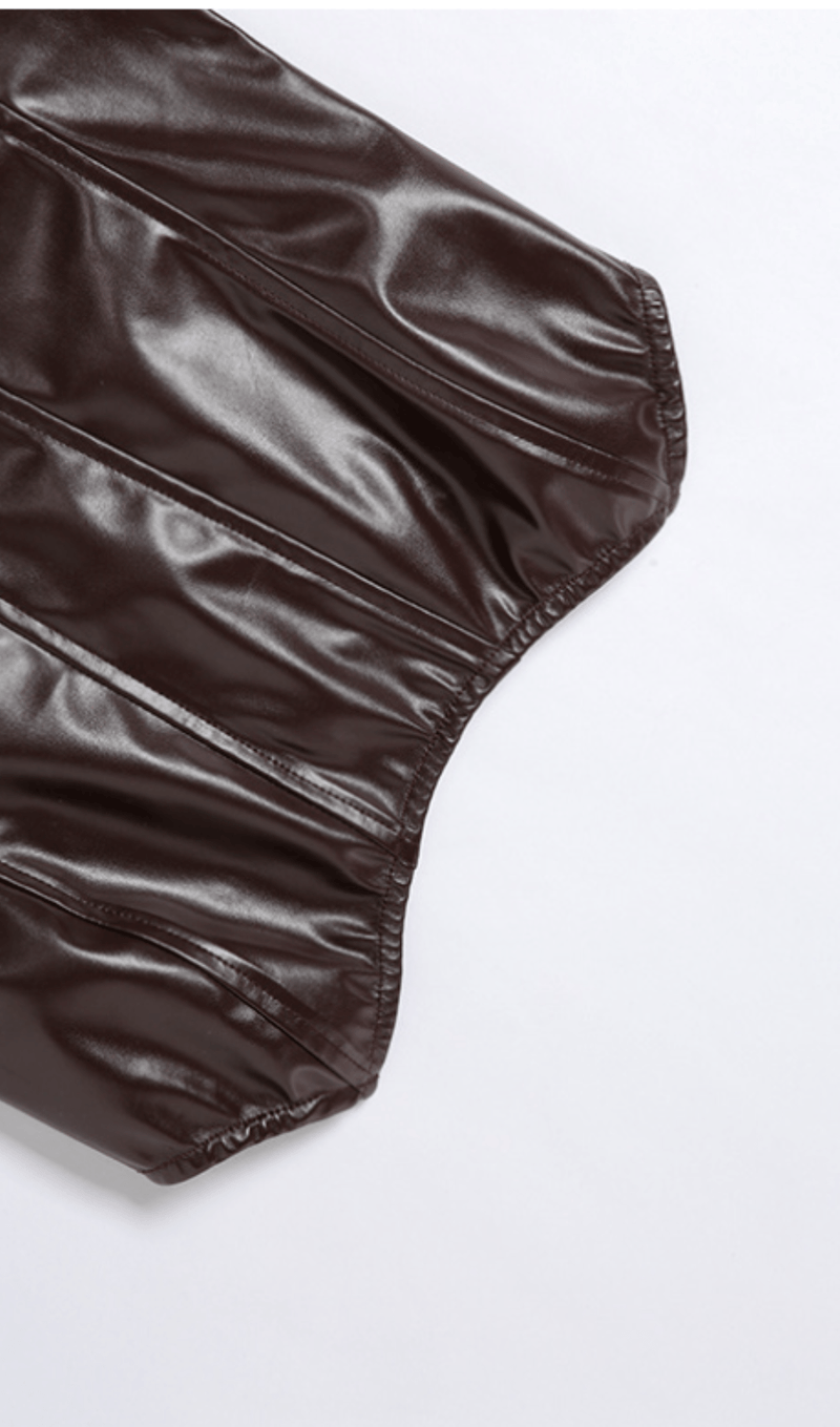 One-shoulder faux leather slim vest styleofcb 
