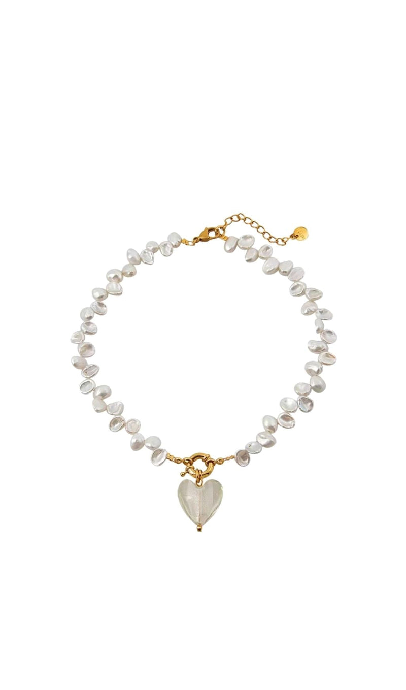 PEARL HEART SHAPED NECKLACE IN WHITE Jewelry styleofcb 