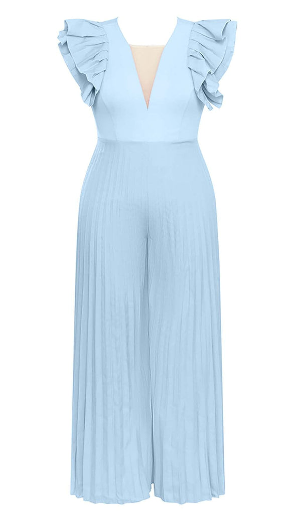 PLUNGE PLATED MAXI DRESS IN BLUE