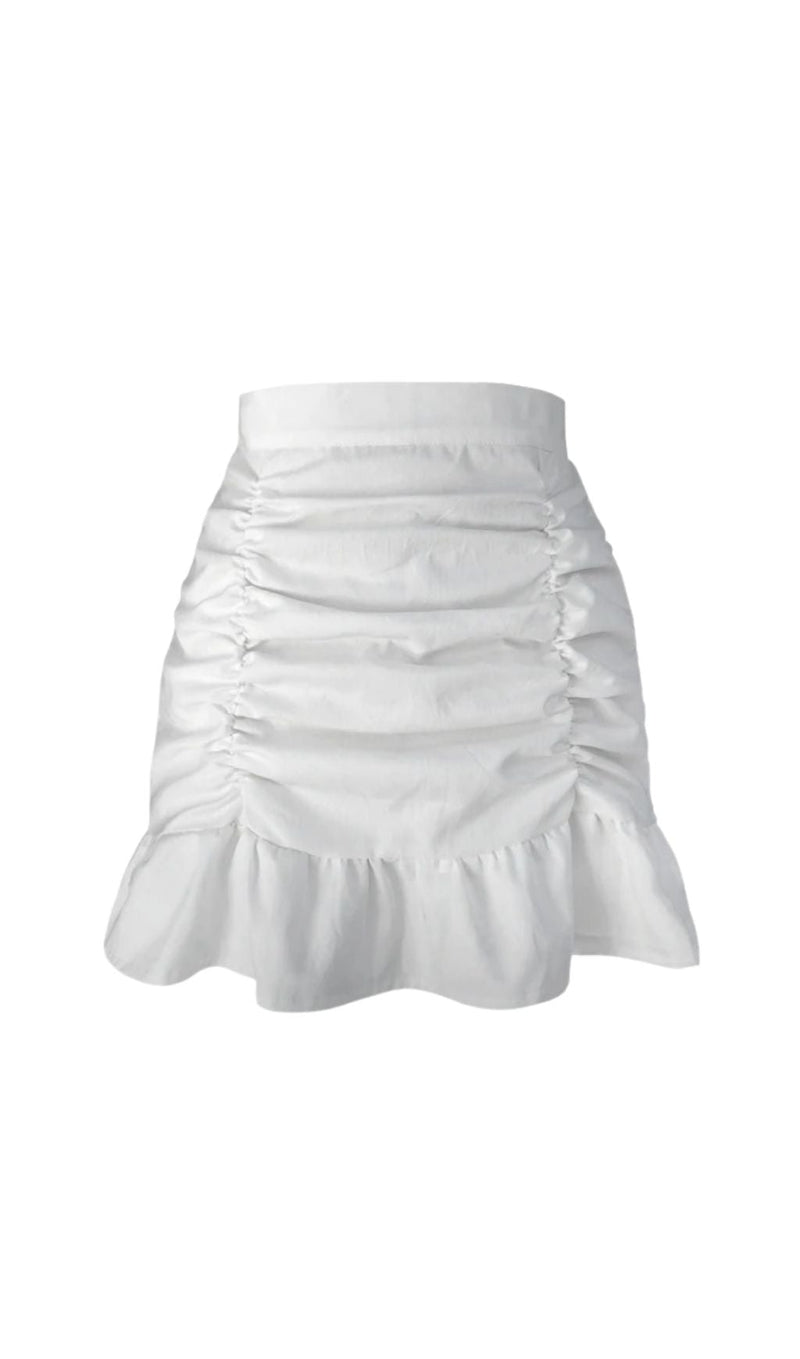 PURPLE RUFFLE PLEATED MINI SKIRT Skirts styleofcb S WHITE 