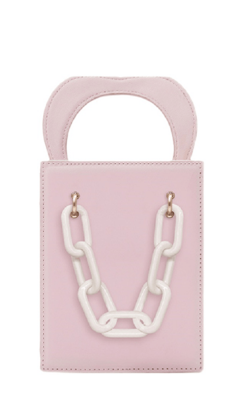 Peach heart handbag.