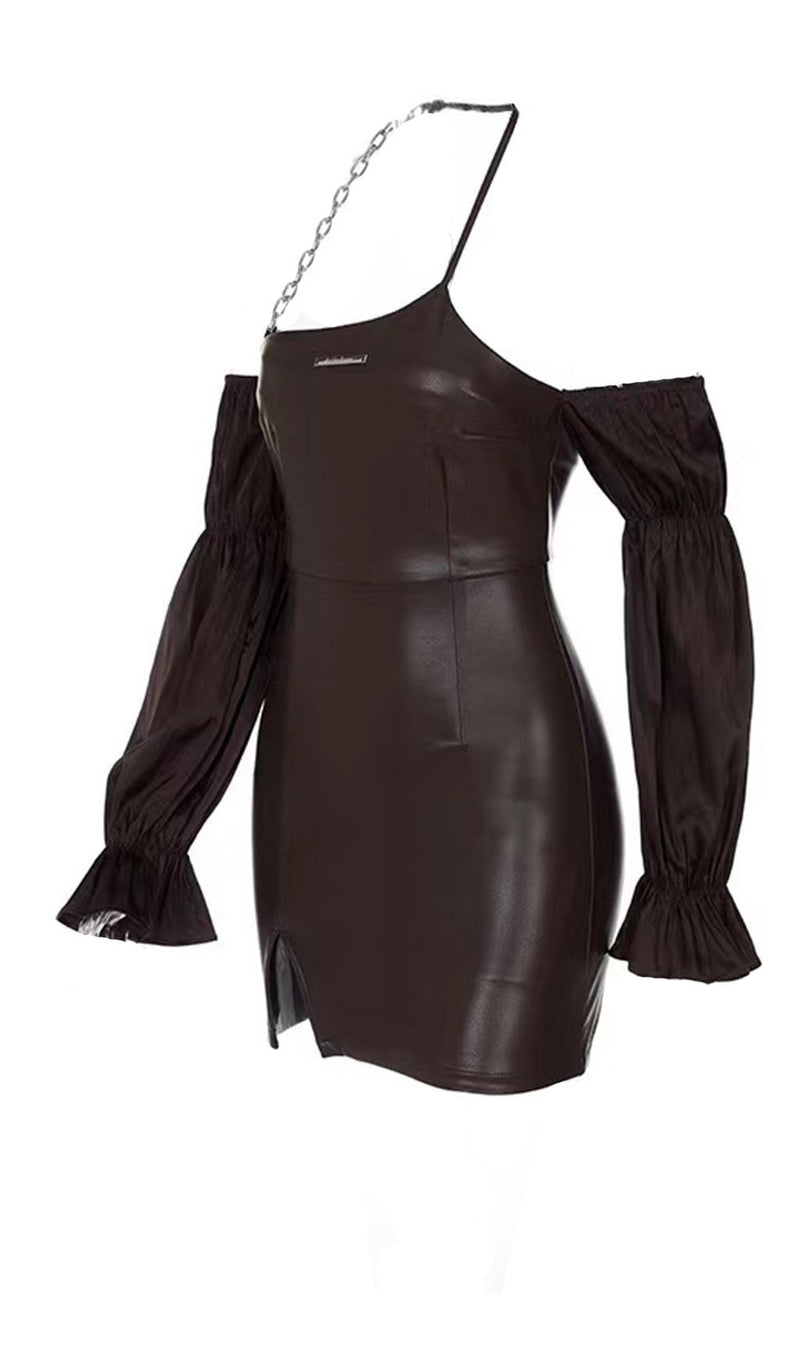 Puff leather sleeve dress styleofcb 