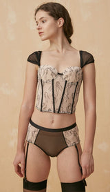 REMOVABLE EMBROIDERED FRENCH LACE STRAP CORSET