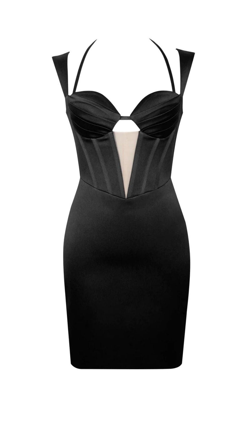 SATIN CORSET MINI DRESS IN BLACK Dresses styleofcb 