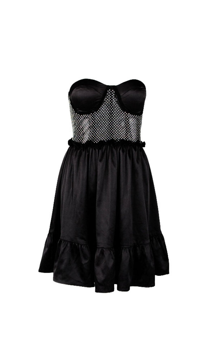 STRAPLESS LACE UP MINI DRESS IN BLACK Dresses styleofcb 