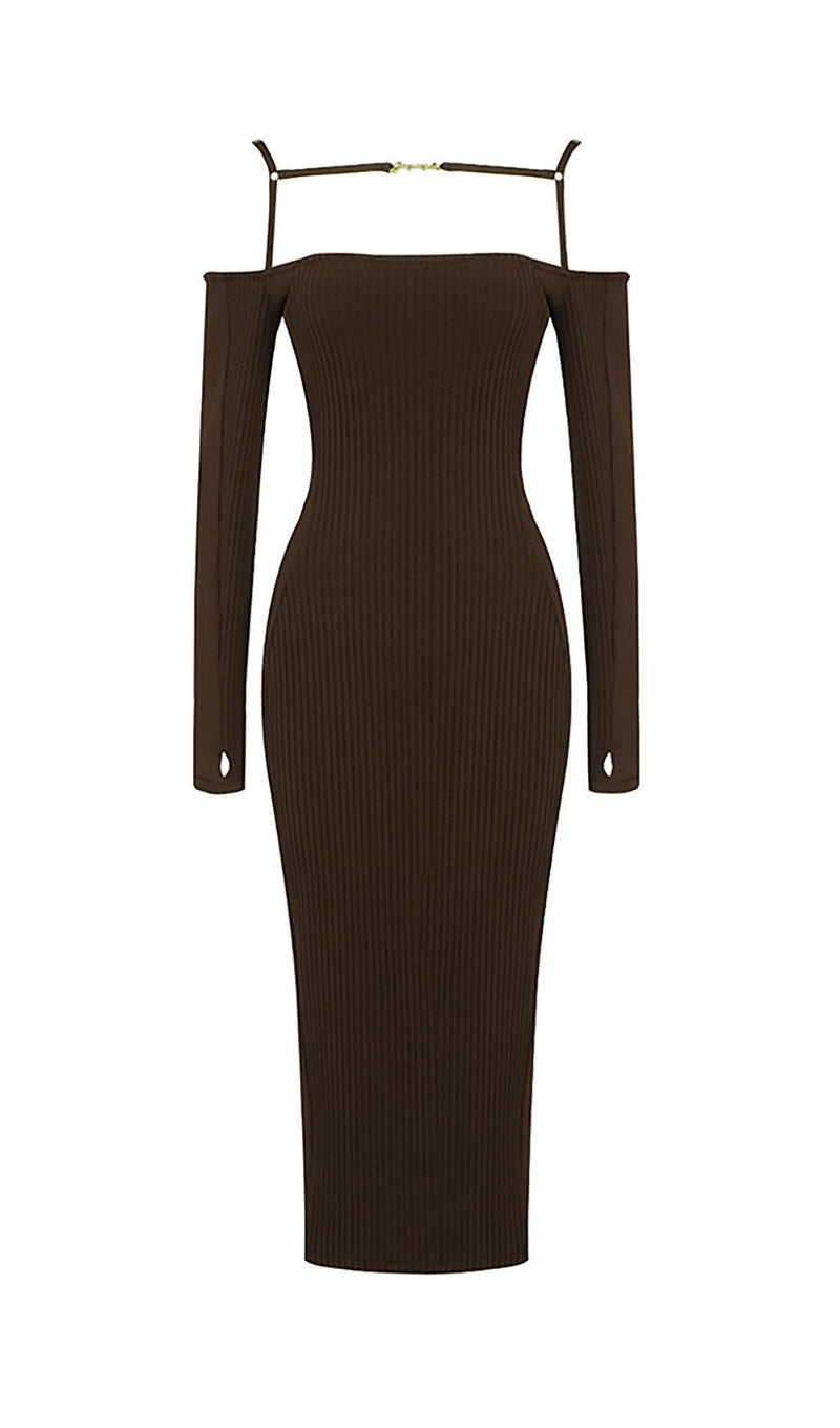 STRAPPY HOLLOW STRAPLESS BANDAGE MINI DRESS IN BROWN Dresses styleofcb XS BROWN 