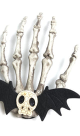 Skull hand bone hair clip