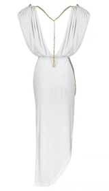WHITE BACKLESS CHAIN DRESS