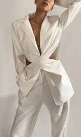 WHITE CUT OUT CASUAL SUIT TOP