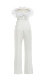 WHITE FEATHER JUMPSUIT styleofcb 
