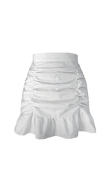 WHITE RUFFLE PLEATED MINI SKIRT Skirts styleofcb 