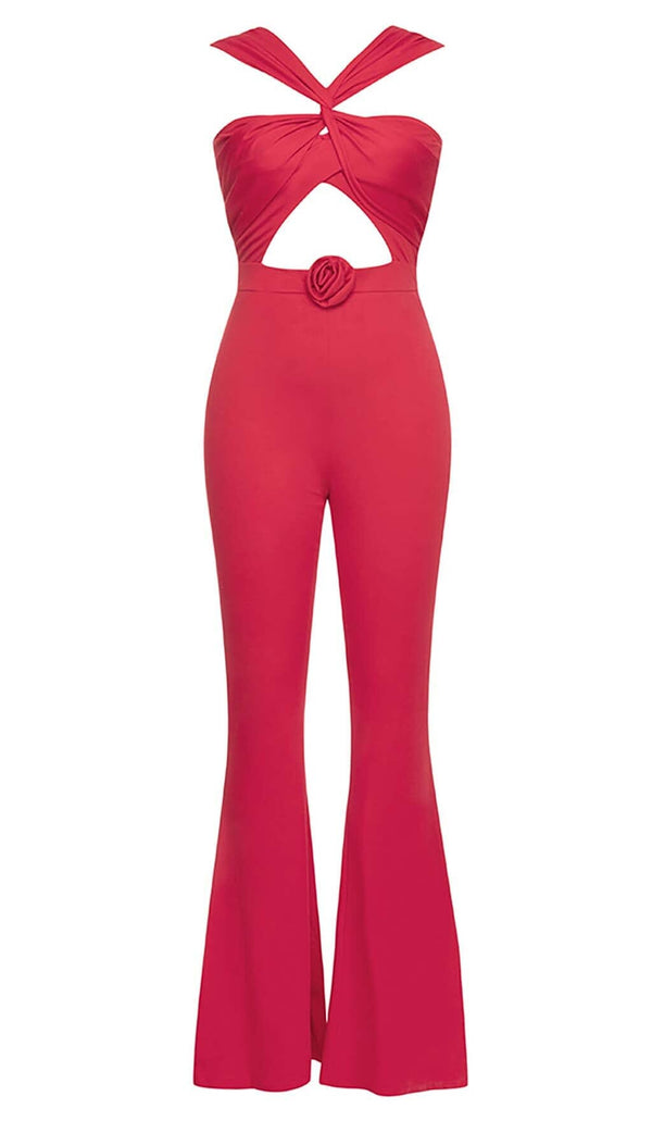 HALTER SLEEVELESS JUMPSUIT IN RED DRESS STYLE OF CB 